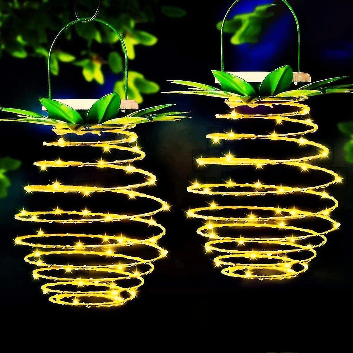 2 Pcs Pineapple Solar Outdoor Lights，waterproof