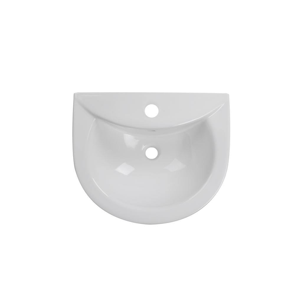 DEERVALLEY Liberty White Vitreous China Pedestal Combo Bathroom Sink in U-Shape Design with Overflow DV-1P523