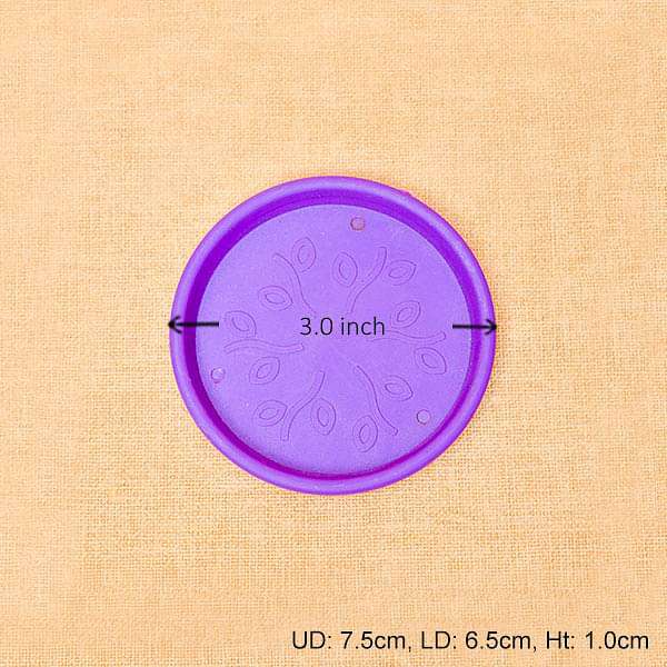 3 inch (8 cm) Round Plastic Plate for 3 inch (8 cm) Grower Pots (Violet) (set of 6)