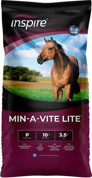 Blue SealInspire Min-A-Vit Lite Horse Food， 50-lb bag