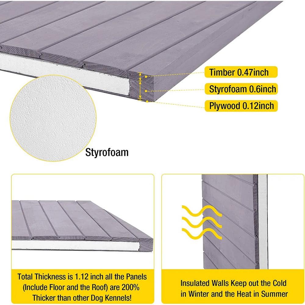 aivituvin Large Insulated Wooden Dog House Up to 55 lbs. AIR43