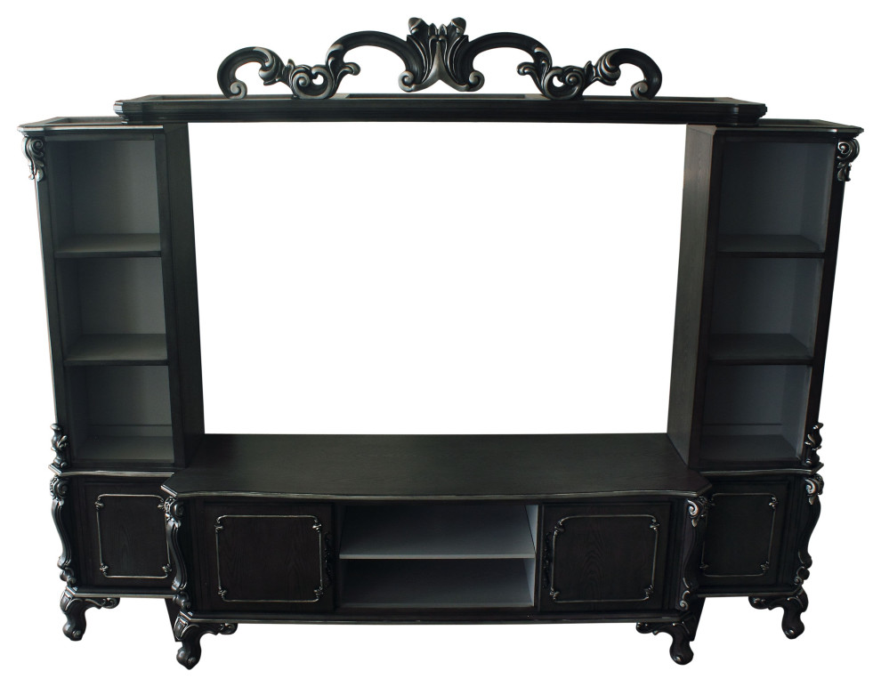 House Delphine Entertaiment Center  Charcoal Finish   Victorian   Entertainment Centers And Tv Stands   by Acme Furniture  Houzz