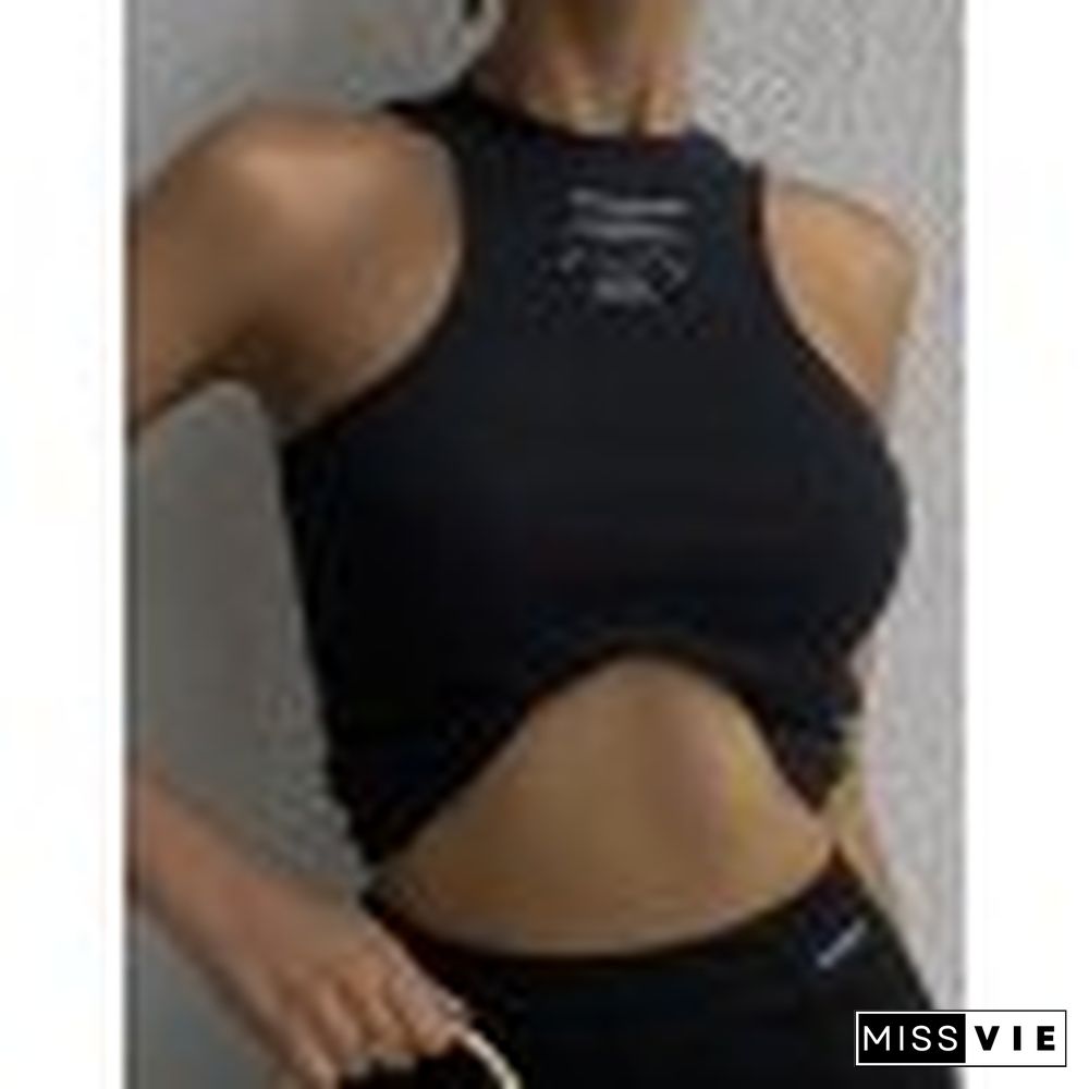 Logo Ribbed Cropped Tank Top