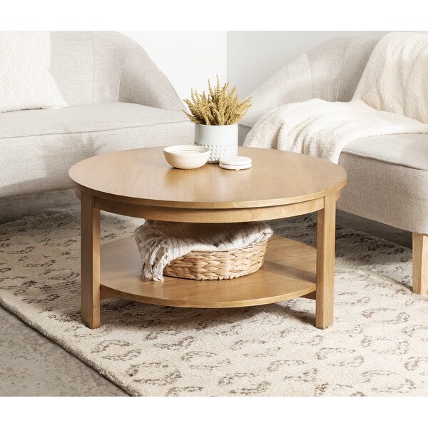 Kate and Laurel Foxford Round Wood Coffee Table - 34x34x17