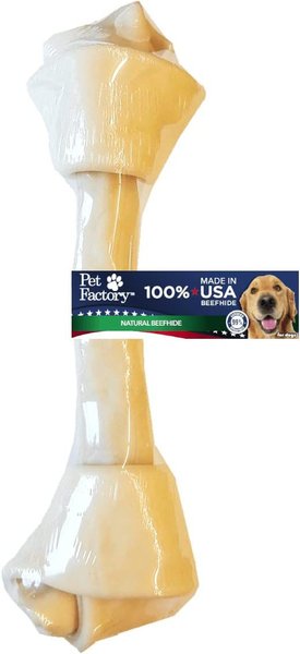 Pet Factory Beefhide 13 to 15-inch Knotted Bone Natural Flavored Chewy Dog Treat， 1 count