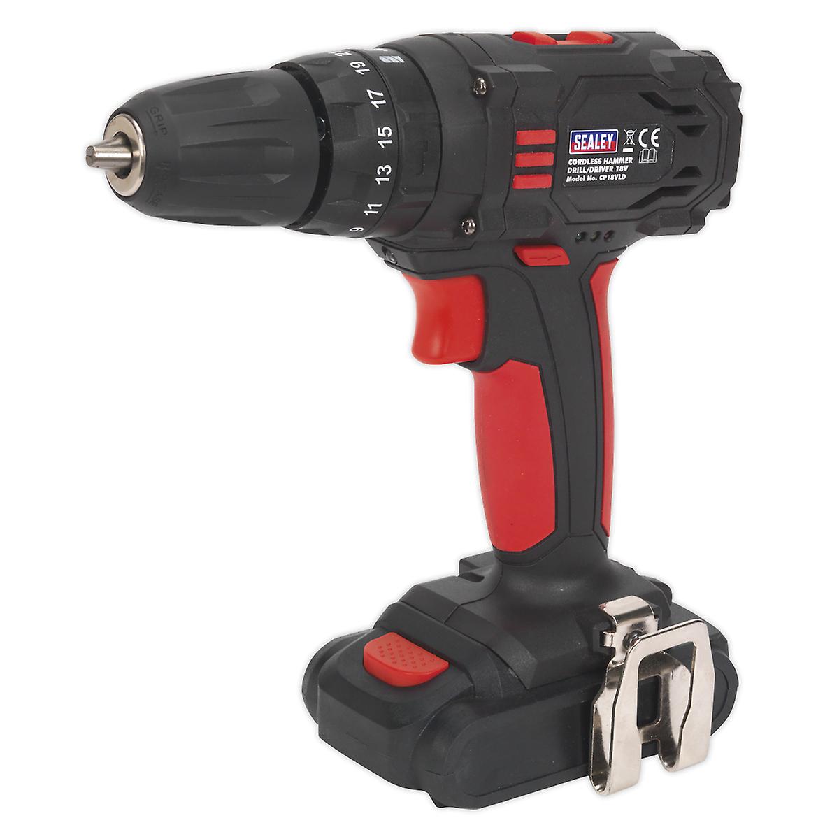 Sealey Cp18Vld Cordless Li-Ion 10Mm Hammer Drill/Driver 18V 1.5Ah 2-Speed