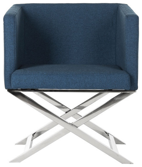 Dionne Chrome Cross Leg Chair Navy/Chrome   Contemporary   Armchairs And Accent Chairs   by V.S.D Furniture  Houzz