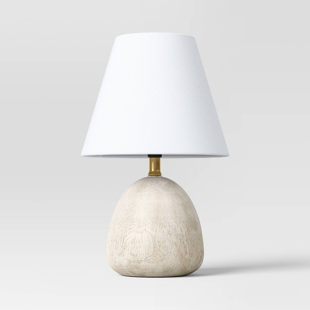 Faux Wood Mini Table Lamp White