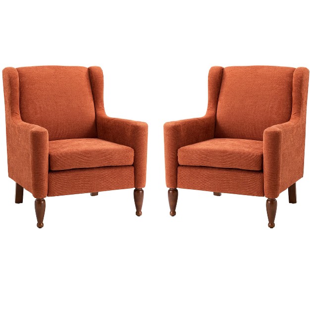 Set Of 2 Arwid Armchair With Squared Arms And Solid Wood Legs For Living Room And Bed Room Artful Living Design