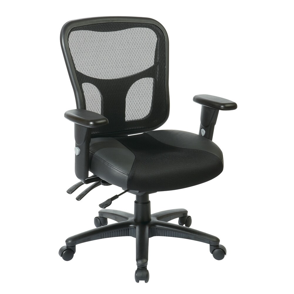 High Back Office Chair with Leather and Mesh Seat