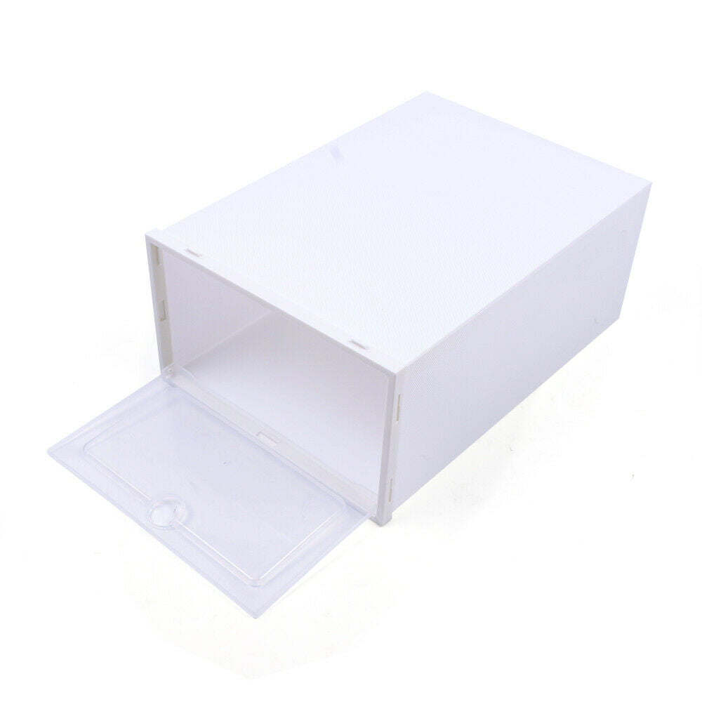 Anqidi 24Pcs Shoe Organizer， Foldable White Plastic Shoe Storage Boxes 12.99*9.06*5.51 In