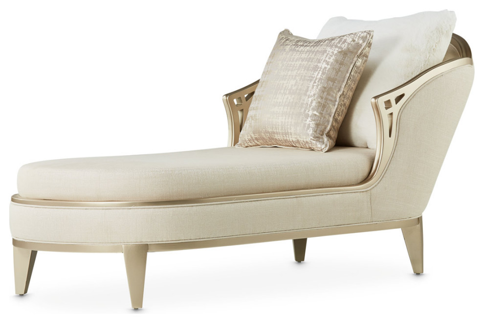 Villa Cherie Chaise   Pearl/Caramel   Contemporary   Indoor Chaise Lounge Chairs   by Michael Amini  Houzz