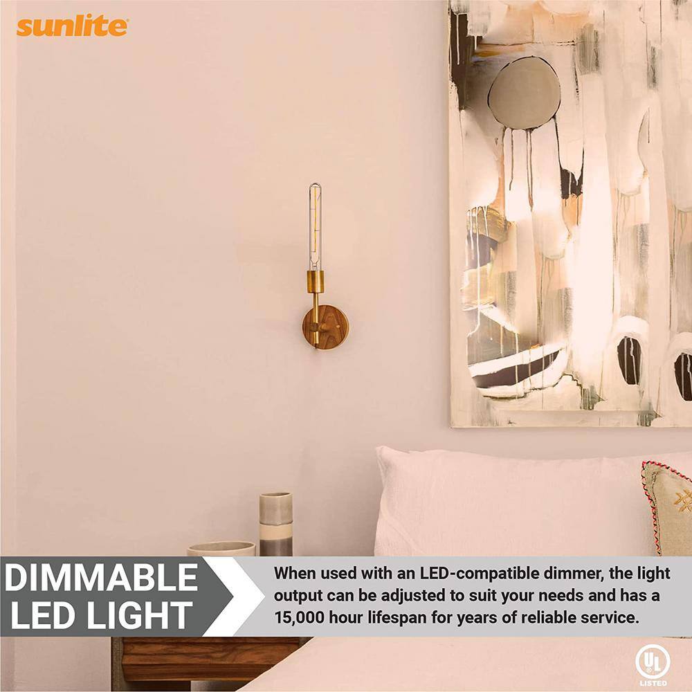 Sunlite 40-Watt Equivalent T8 Dimmable Tubular E26 Base Filament Vintage Edison LED Light Bulb in Amber White 2200K (10-Pack) HD03451-10