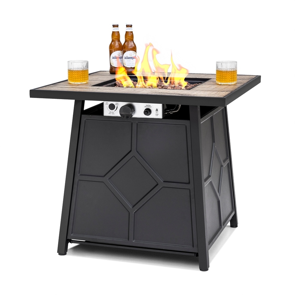 NUU GARDEN MGO Tabletop Square Fire Pit Table with Cover