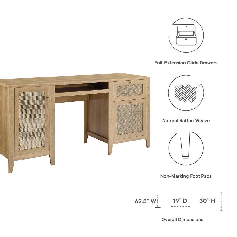 MODWAY Soma 63 in. Rectangle in Oak Office Desk EEI-6117-OAK