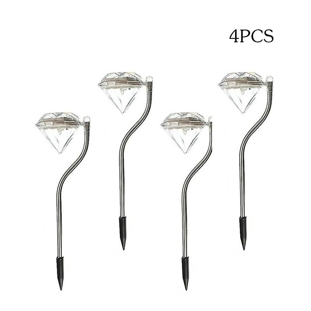 4pcs Outdoor Led Path Lamp Diamond Lights Solar Power Night Lights Flower Lamp Home Garden Fence Light Yard Lawn Decoration Gift