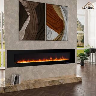 CASAINC 84 in. Recessed Electric Fireplace in Black CA-WM84