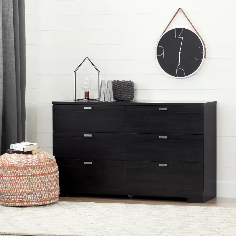 Reevo Black 6-Drawer Double Dresser - South Shore