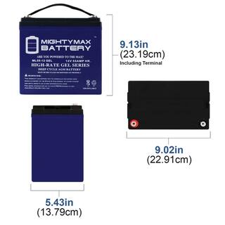 MIGHTY MAX BATTERY 12V 55AH GEL Battery for Power Boat Pontoon Electric Trolling Motor MAX3519034