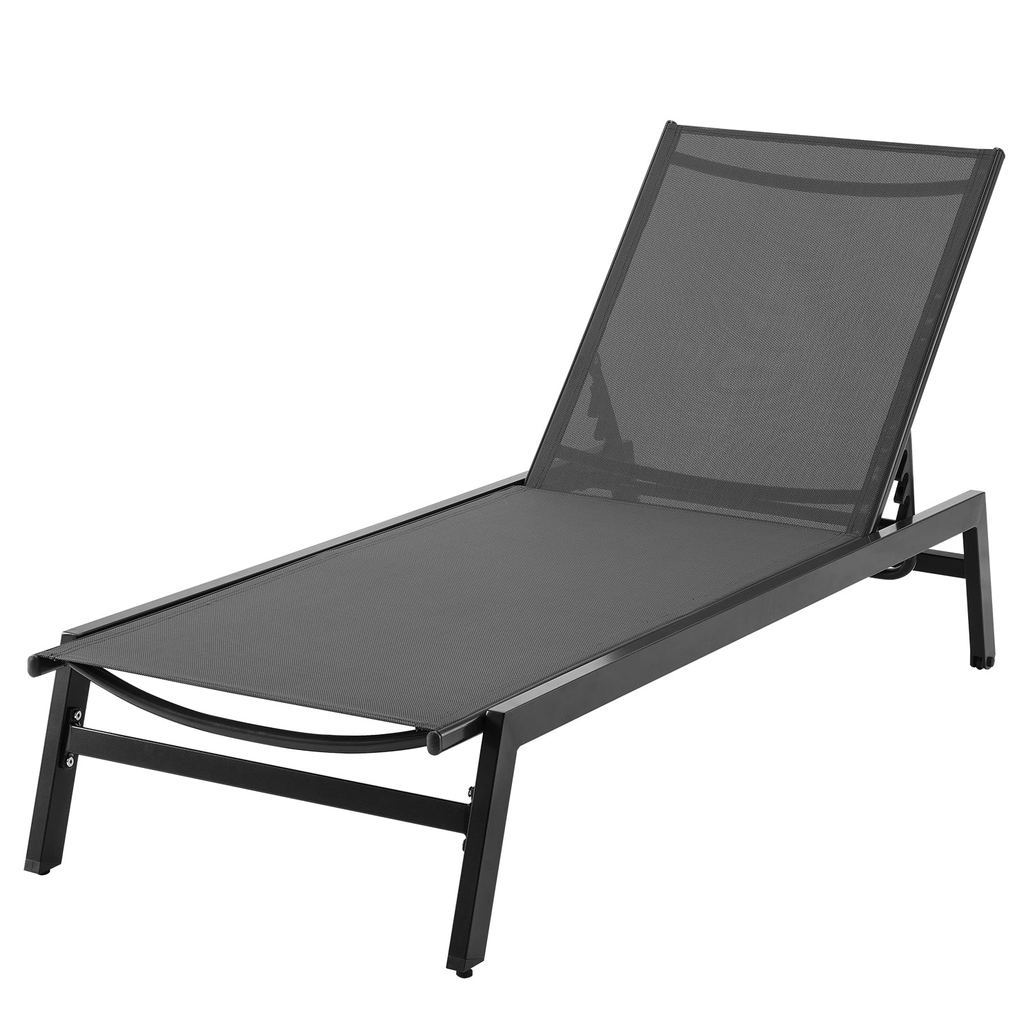 Mellcom Outdoor Chaise Lounge Chair with Wheels and Mesh Seat,Aluminum Reclining Chair