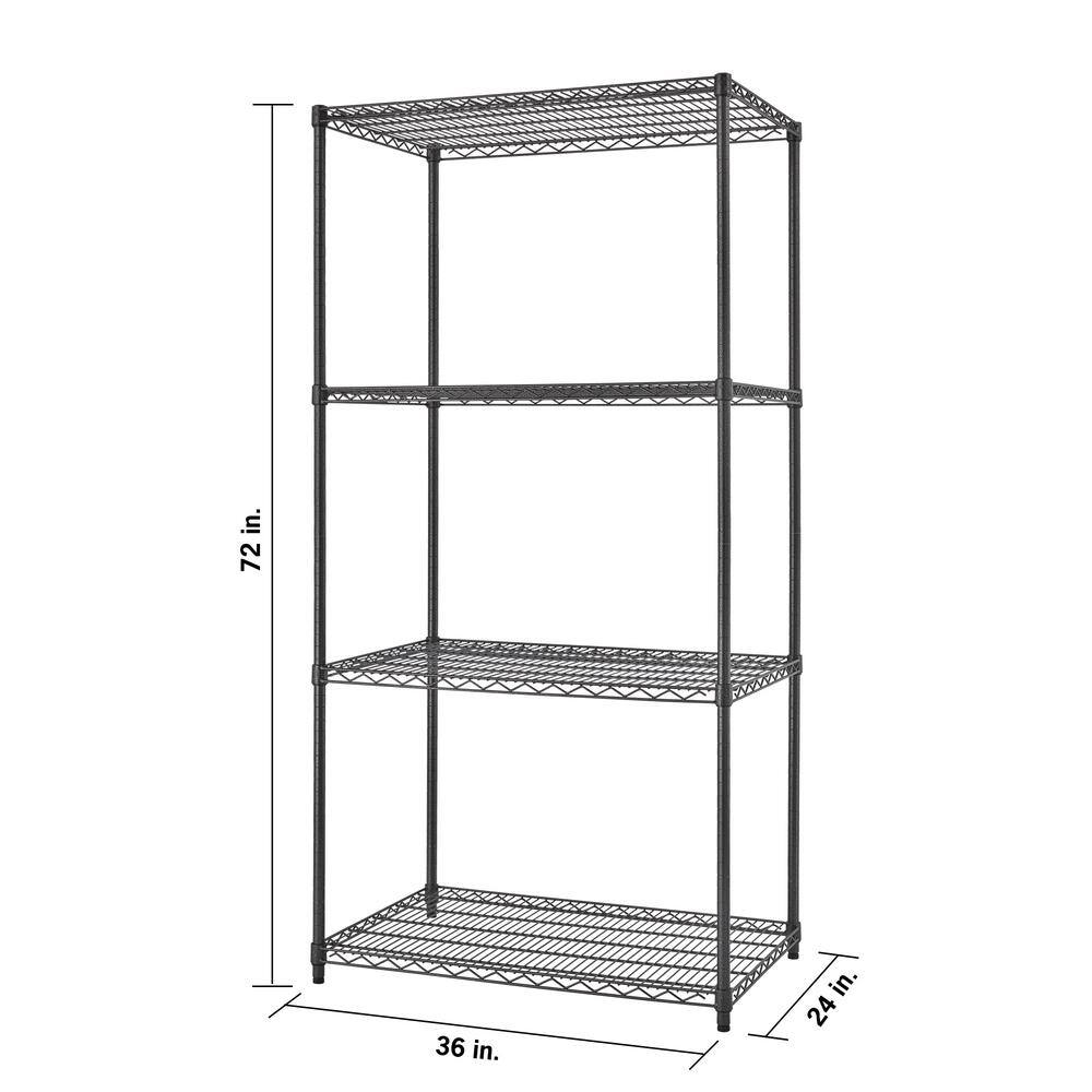 TRINITY PRO Black Anthracite 4-Tier Steel Wire Garage Storage Shelving Unit (36 in. W x 72 in. H x 24 in. D) TBFPBA-0922