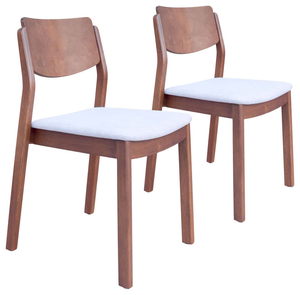 ZUO Desdamona Dining Chair (Set of 2) Light Gray  ampWalnut   Transitional   Dining Chairs   by Zuo Modern Contemporary  Houzz