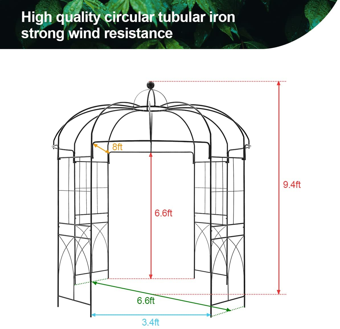 Mellcom Birdcage Shape Metal Garden Arch Arbor Wedding Arches for Ceremony