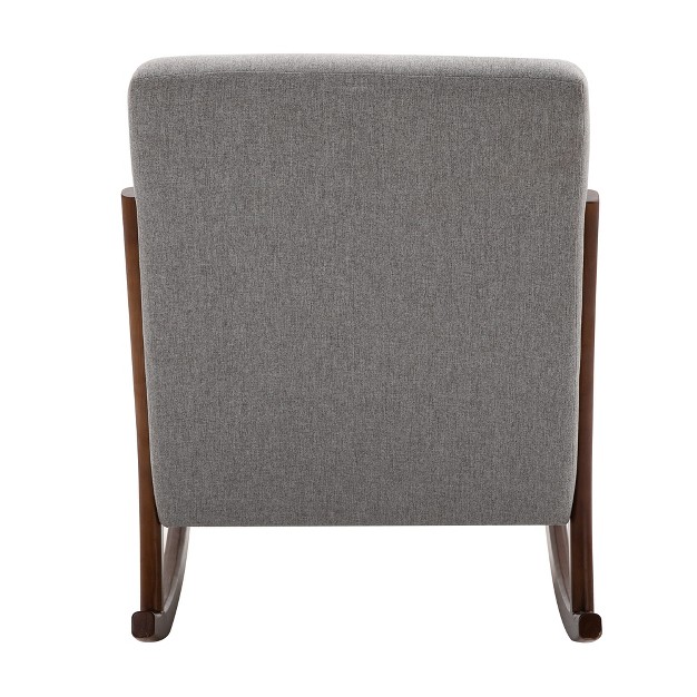 Homcom Upholstered Rocking Armchair With Wood Base And Linen Fabric Padded Seat For Living Room