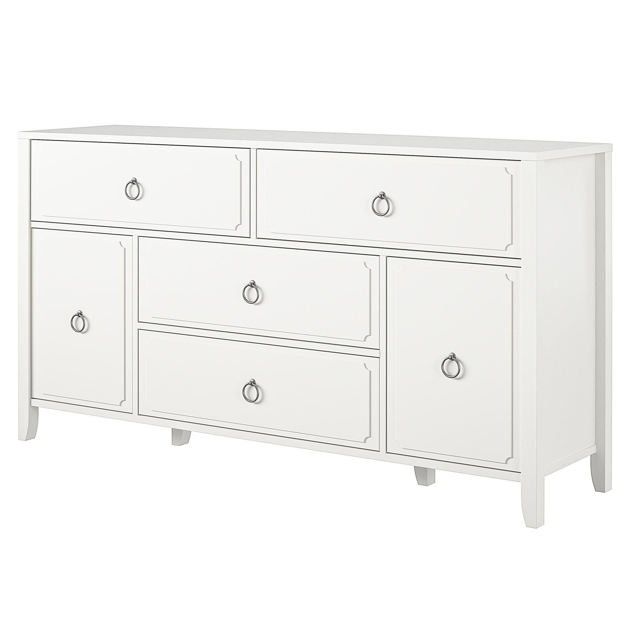 Novogratz Her Majesty 4 Drawer/2 Door Wide Dresser, Soft White