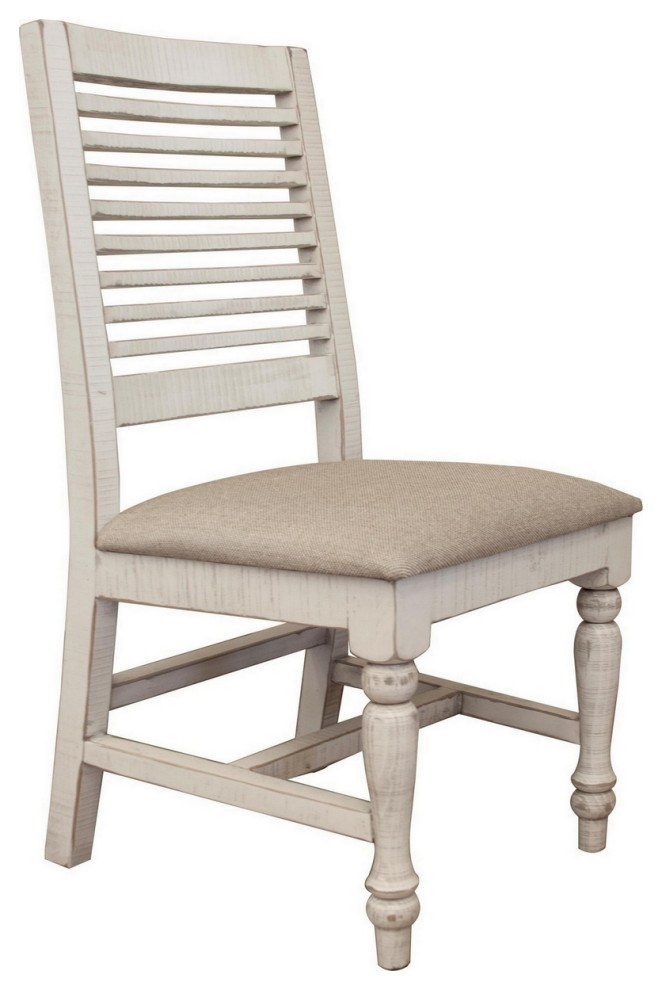 Suga 22 Inch Dining Chair Set Of 2 Fabric Solid Pine Wood Ivory Gray   Dining Chairs   by Dot  ampBo  Houzz