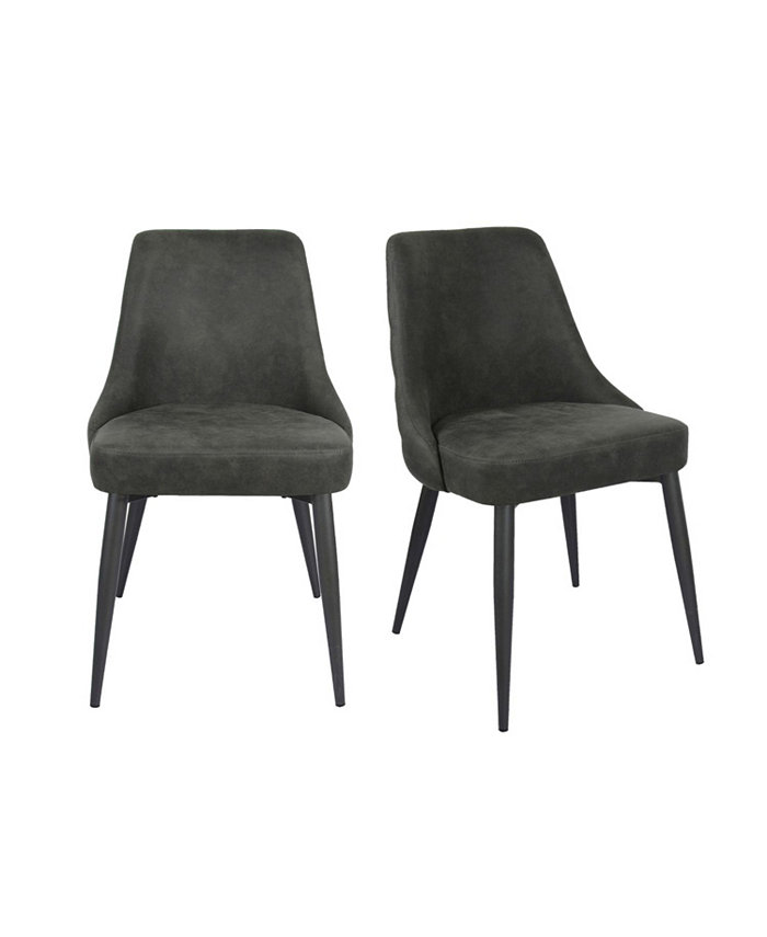 Simple Relax Set of 2 Upholstered Side Chairs with Curved Back in Black Finish