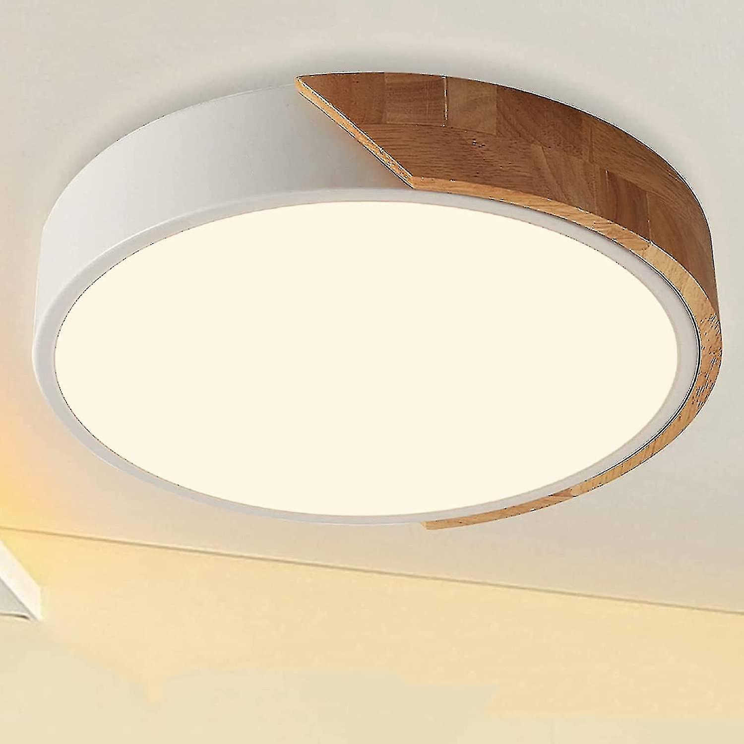 Led Ceiling Light，wood Ceiling Light，18w Modern Round Wooden Led Ceiling Lights，natural White Ceilin