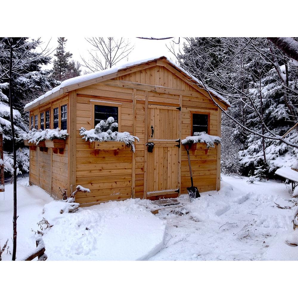 Outdoor Living Today Sunshed 12 ft. x 12 ft. Western Red Cedar Garden Shed SSGS1212