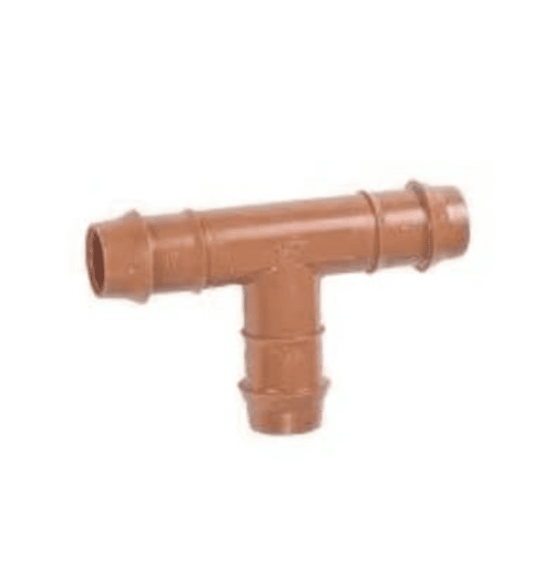 (20-Pack) Drip Irrigation Brown Barbed Tee Fittings - Fits 1/2”， 17mm .600” ID Drip Tubing - Made In The USA