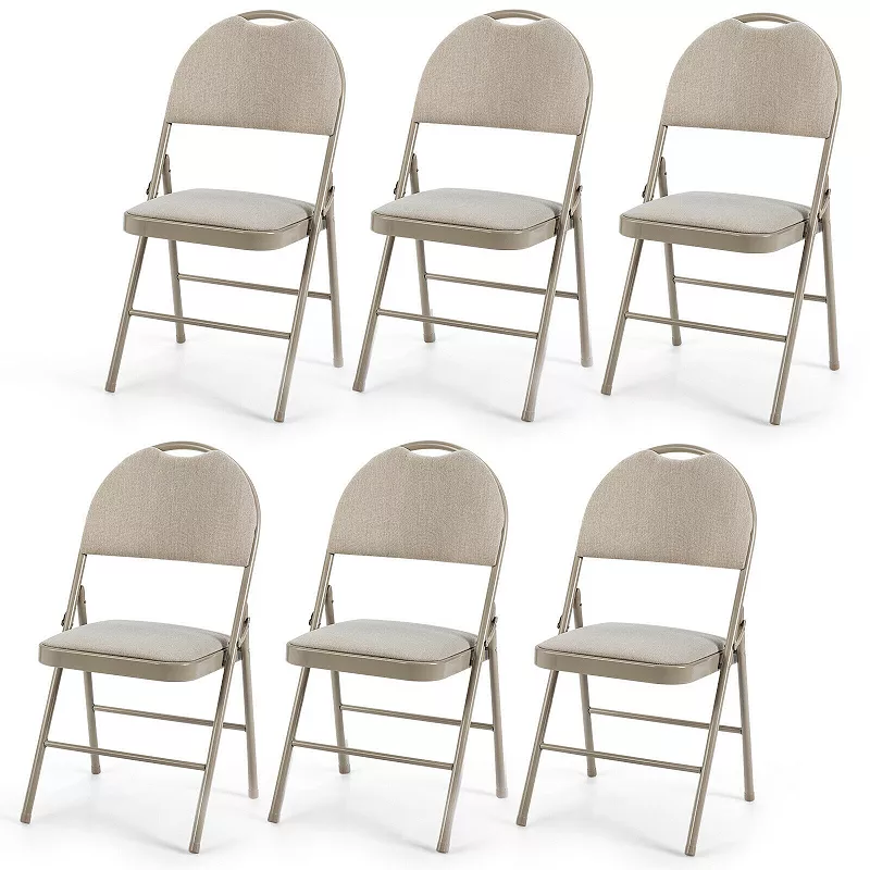 6 Pieces Folding Chairs Set with Handle Hole and Portable Backrest