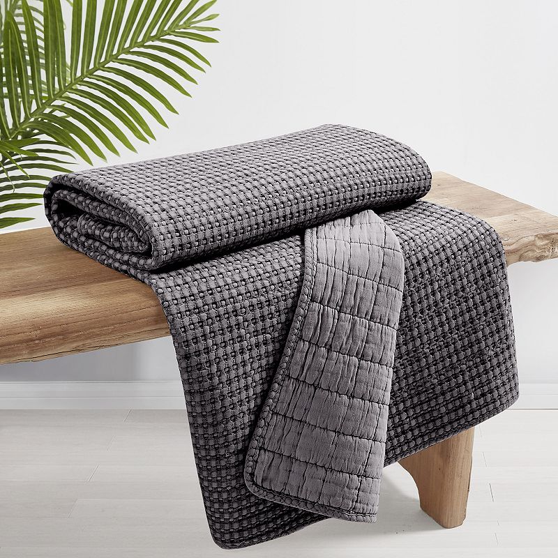 Levtex Home Mills Waffle Charcoal Quilted Throw