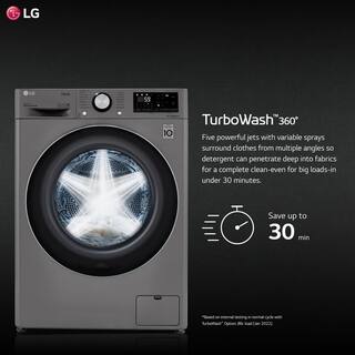 LG 24 in. W 2.4 cu. ft. All-in-One Compact Smart Front Load Washer  Ventless Dryer Combo with Steam in Graphite Steel WM3555HVA