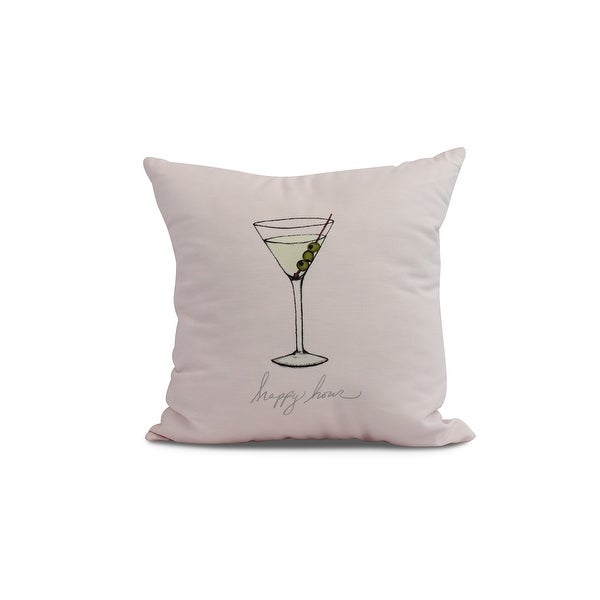 20 x 20 Inch Martini Glass Happy Hour Geometric Print Outdoor Pillow