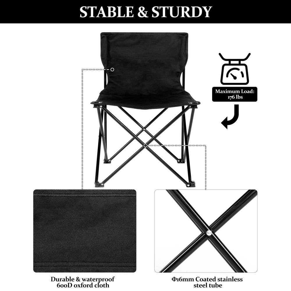 dubbin Armless Portable Folding Camping Chair for Outdoor Camping Fishing in Black FXPFFS-1009