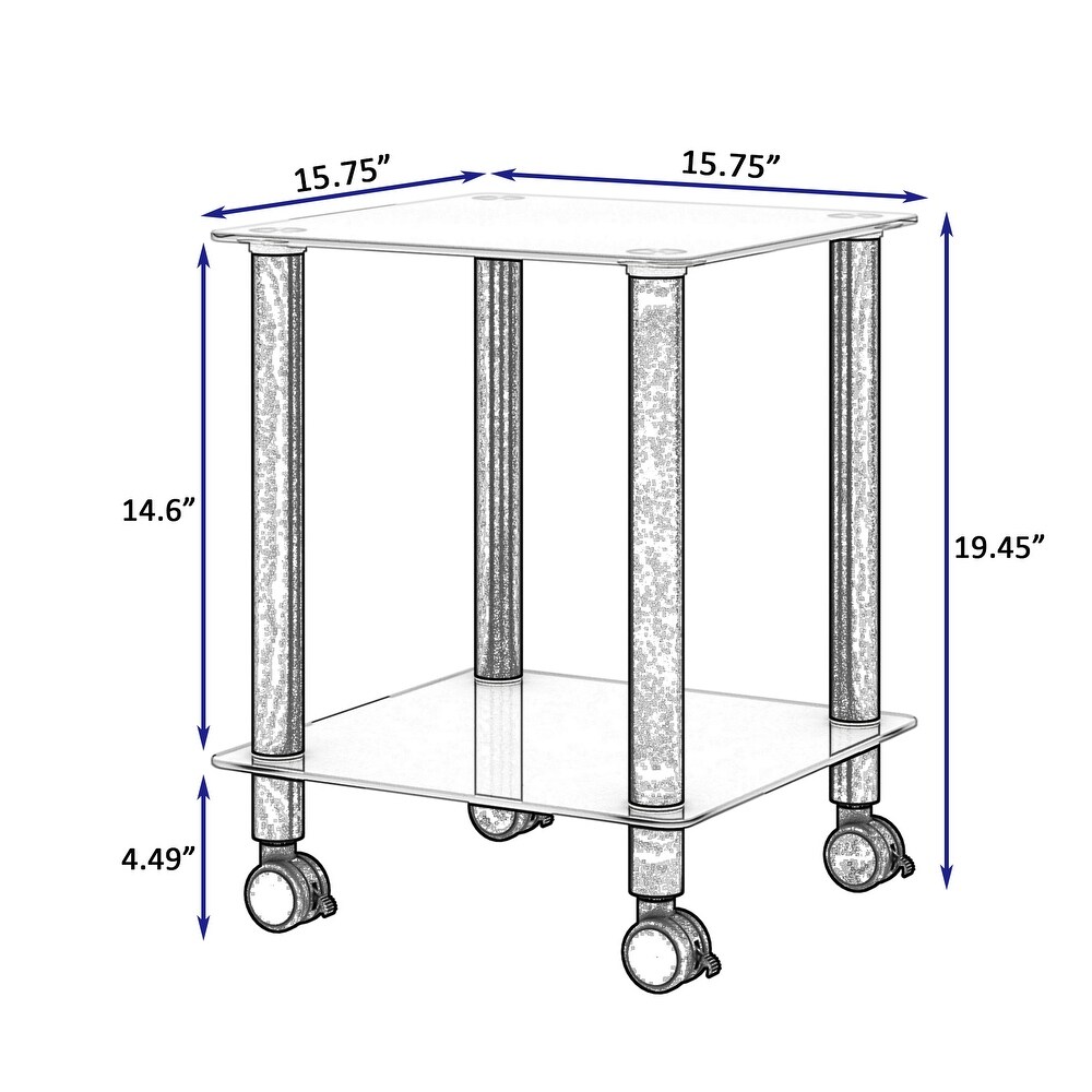 1 Piece Side Table 2 Tier Space End Table   15.75”*15.75”*19.37\