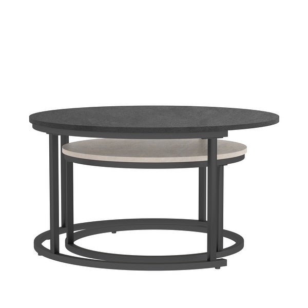 Set of 2 Modern Round Nesting Coffee Tables 31.5-Inch and 23.62-Inch