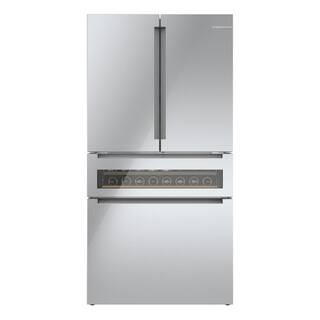 Bosch 800 Series 36 in. 21 cu. ft. Smart Counter Depth French Door Refrigerator in Stainless Steel with Beverage Cooler Drawer B36CL81ENG