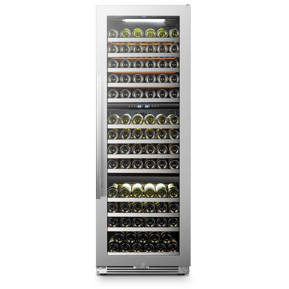 LANBOPRO 143 Bottle Seamless Stainless Steel Triple Zone Wine Refrigerator LP168T