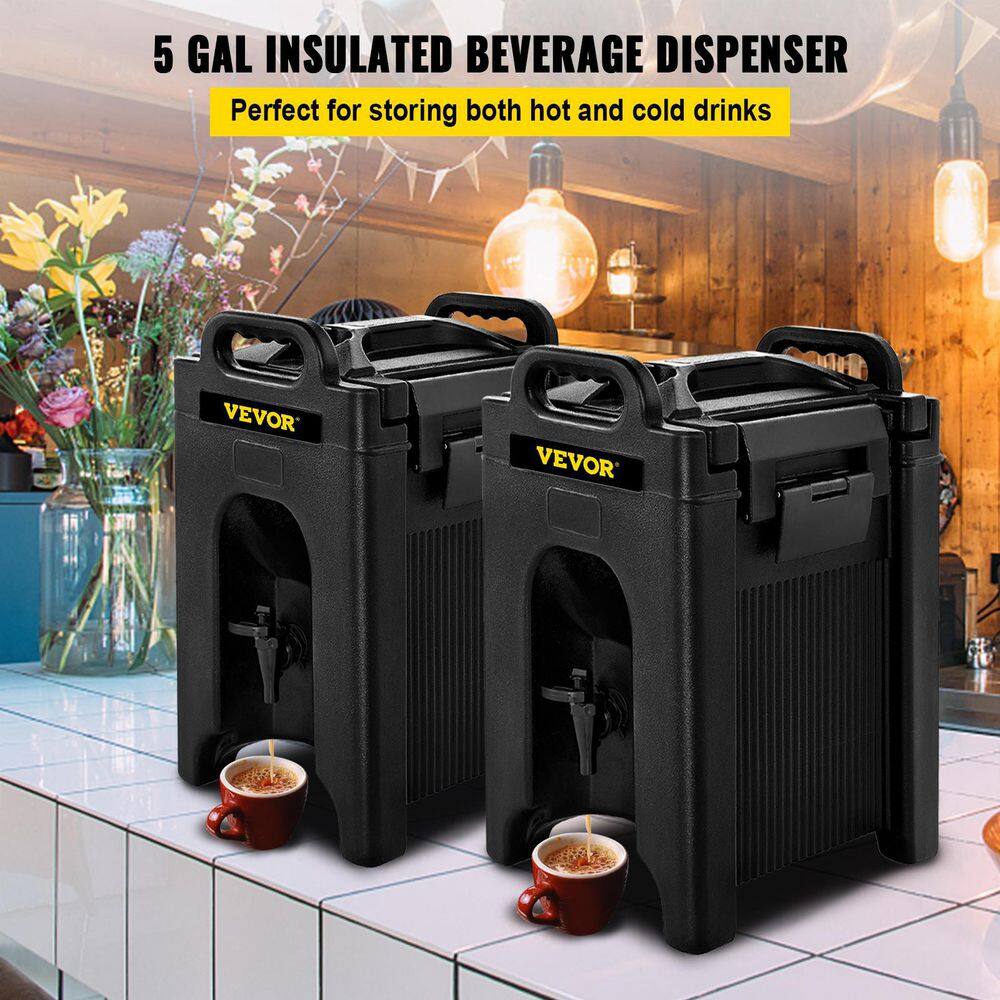 VEVOR Black Insulated Beverage Dispenser 10 Gal Beverage Server Hot and Cold Drink Dispenser 2 PCS LRYLJHSBDD19LAYFRV0