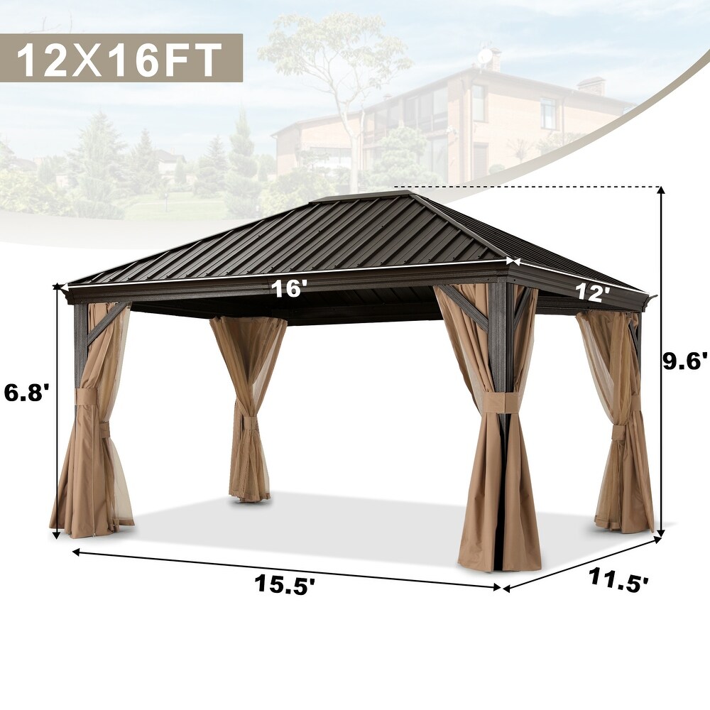 ABCCANOPY Outdoor Hardtop Gazebo with Galvanized Steel Double Roof