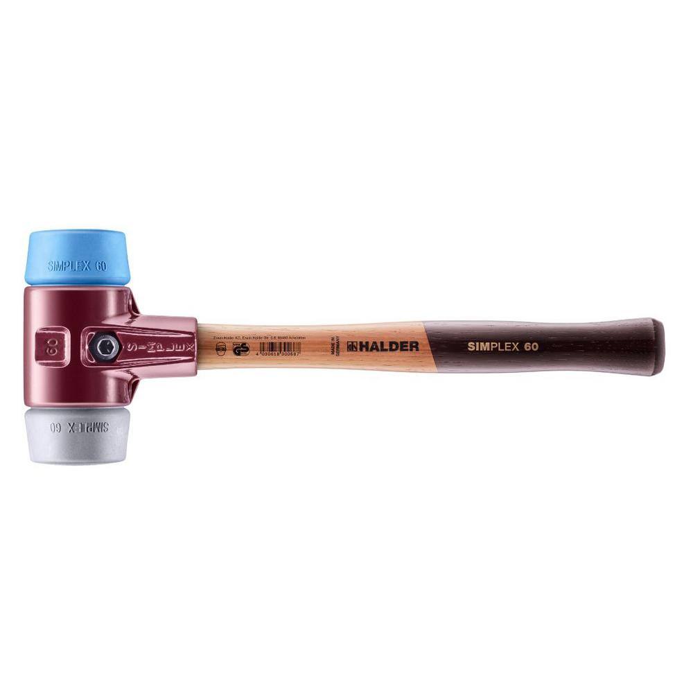 Halder Simplex 60 3.5 lbs. Mallet with Soft Blue Rubber Grey Rubber Inserts Non-Marring 3013.060