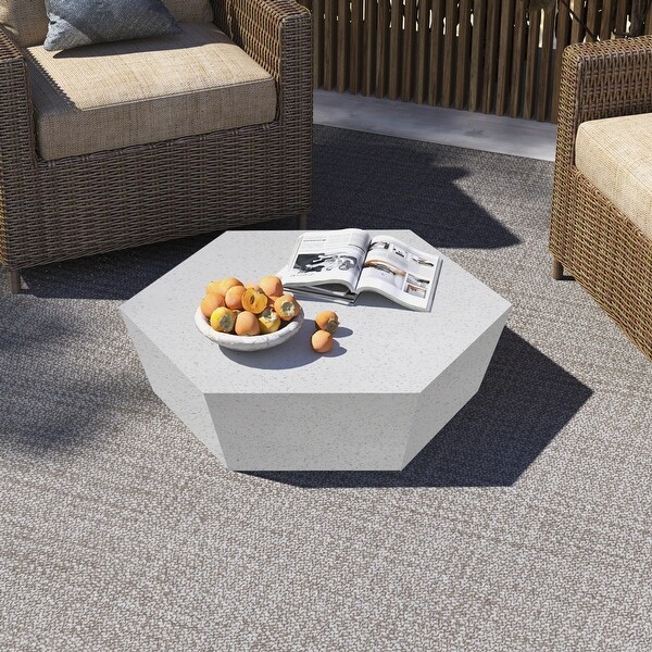 UPHA Outdoor Concrete Patio Coffee Table，Outdoor Large Side Table