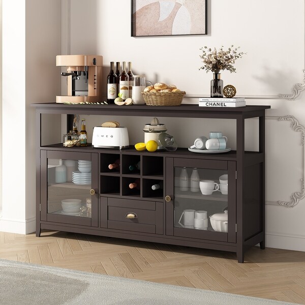 Morden Console Table for Living Room With with 2 Doors and 6 Small Storage