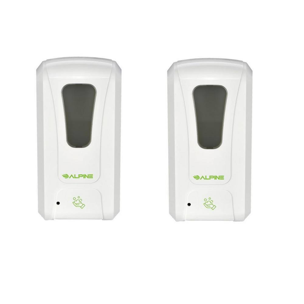 Alpine Industries 1200 ml. Wall Mount Automatic Liquid Hand Sanitizer Soap Dispenser in White (2-Pack) 430-S-2PK