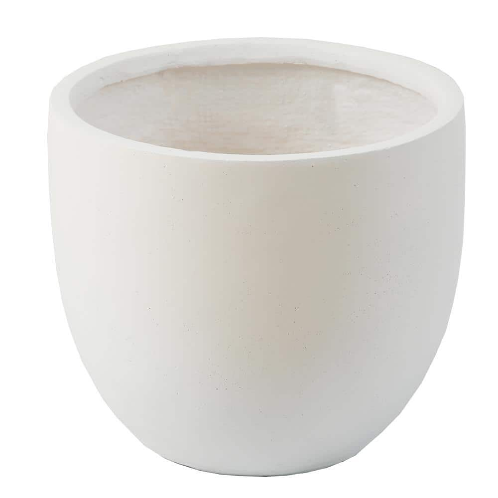 LuxenHome 9.2 in. H Round Tapered White MgO Composite Planter Pot WH033-W